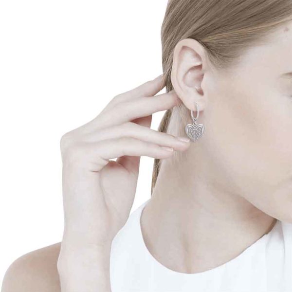 Silver Celtic Heart Hoop Earrings