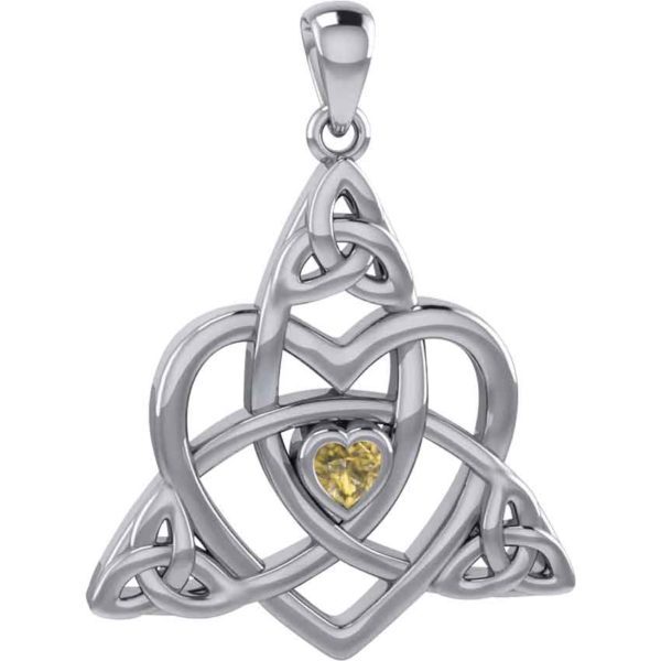 Silver Celtic Heart Birthstone Pendant