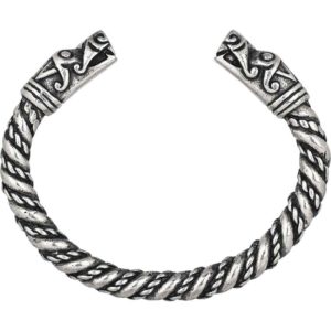 Large Dragon Head Viking Bracelet - Pewter