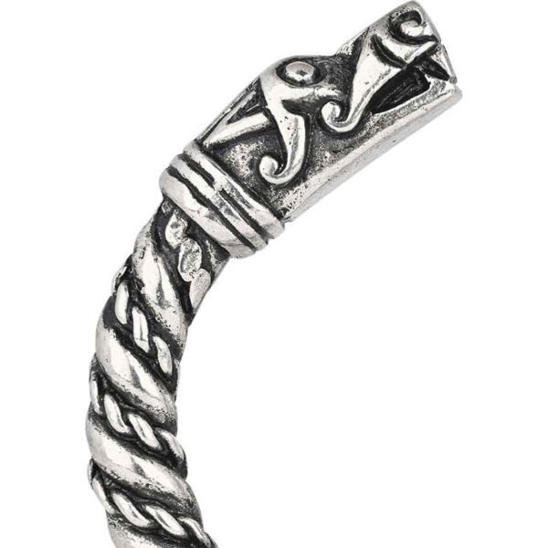 Large Dragon Head Viking Bracelet - Pewter