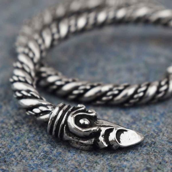 Large Odins Raven Viking Bracelet - Pewter