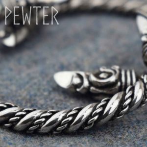 Large Odins Raven Viking Bracelet - Pewter
