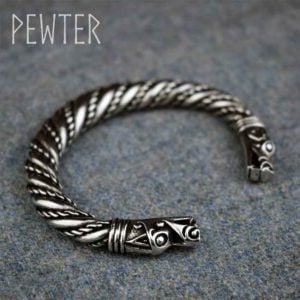 Tapered Viking Dragon Bracelet - Pewter