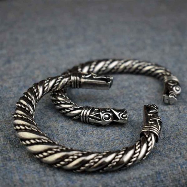 Tapered Viking Dragon Bracelet - Pewter