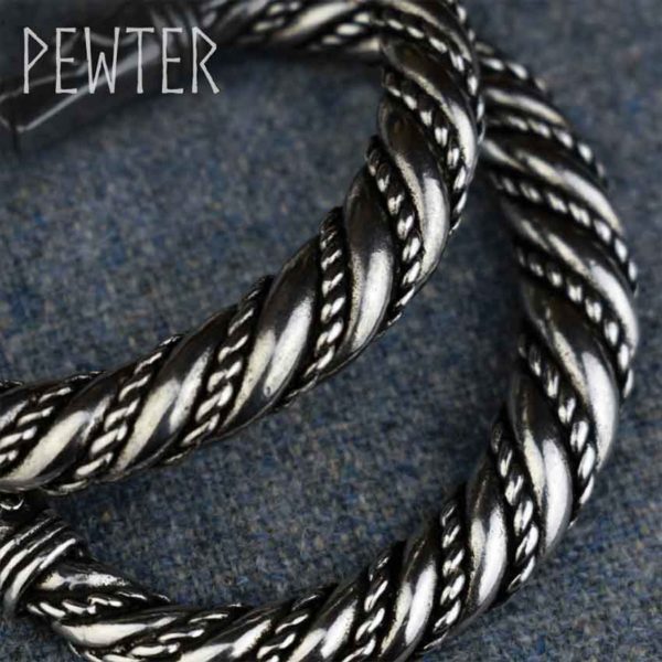 Tapered Viking Dragon Bracelet - Pewter