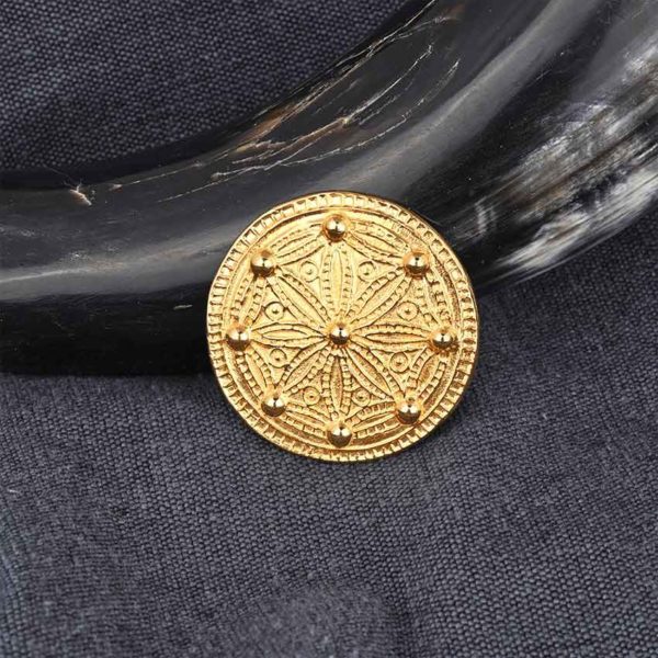 Medium York Disc Viking Brooch - Gold Plated