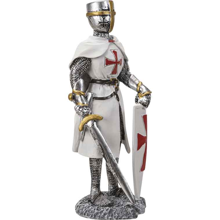 Templar Knight with Sword and Shield Statue