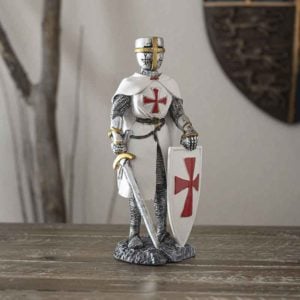 Templar Knight with Sword and Shield Statue