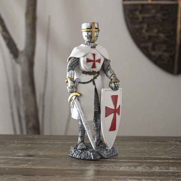 Templar Knight with Sword and Shield Statue