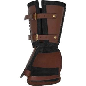 Leather Gauntlet with Chainmail Cuff - Brown