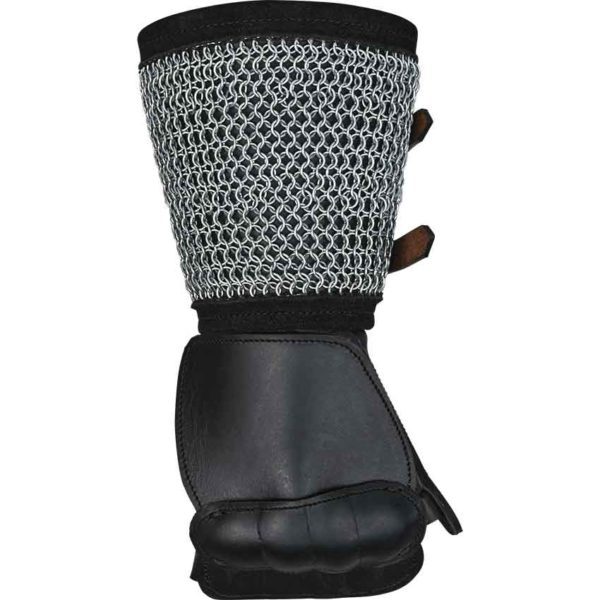 Leather Gauntlet With Chainmail - Black