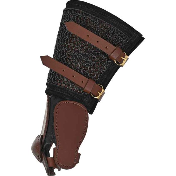 Leather Gauntlet With Chainmail - Brown