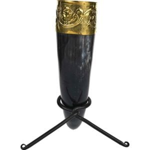 Viking Drinking Horn with Brass Trim