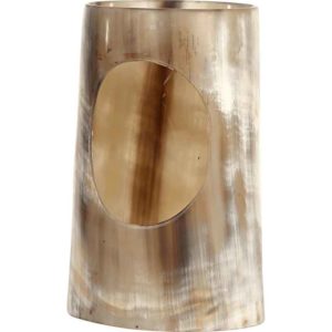 Brass Trim Drinking Horn with Horn Stand