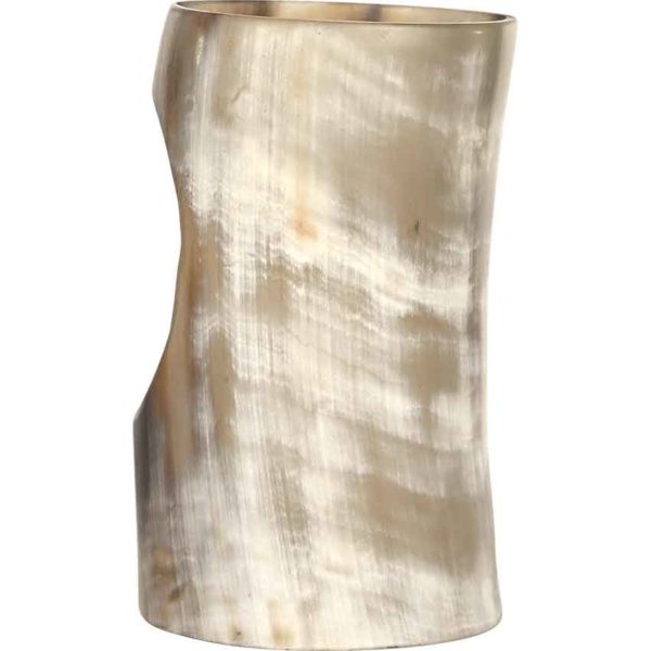 Brass Trim Drinking Horn with Horn Stand