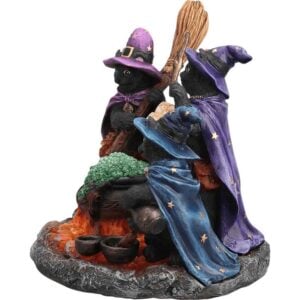 Black Cats and Cauldron Statue