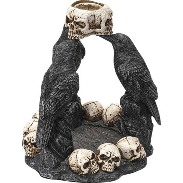 Raven and Skull Backflow Incense Burner