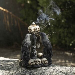 Raven and Skull Backflow Incense Burner