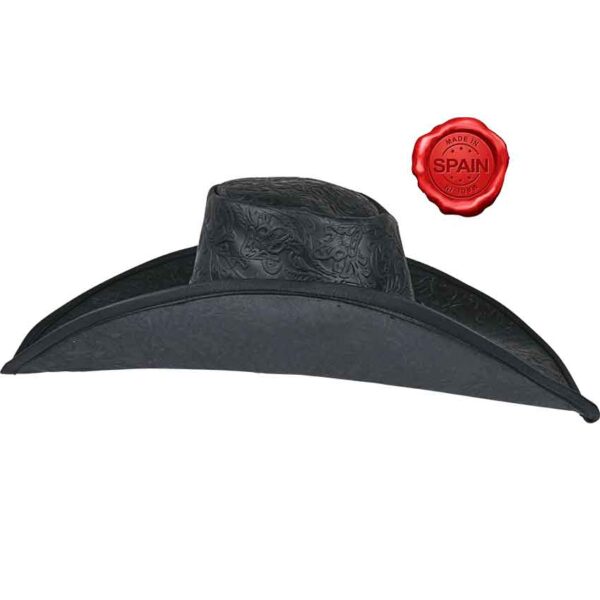 Alatriste Embossed Leather Hat - Black