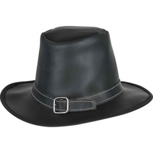 Handcrafted Genuine Leather Hat - Black