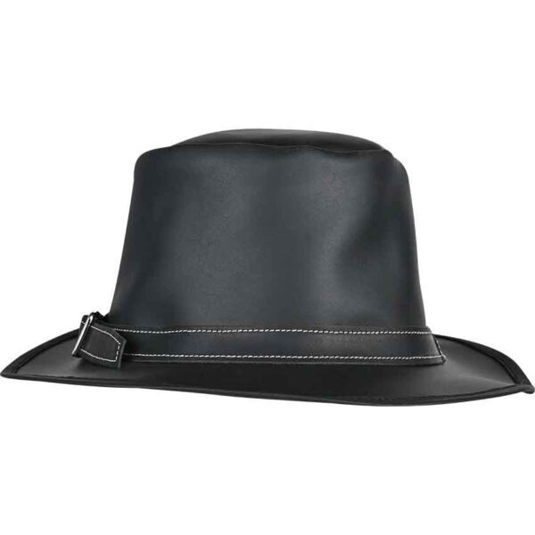 Handcrafted Genuine Leather Hat - Black