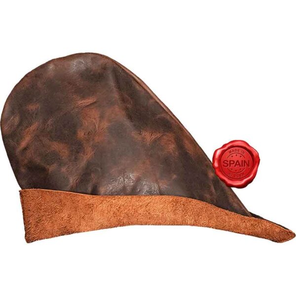 Rolf the Plowman Medieval Leather Hat - Brown