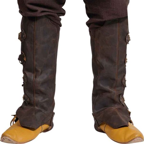 Medieval Adventurer Leather Gaiters - Brown