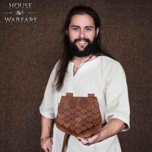 Leather Dragon Scale Belt Bag - Brown