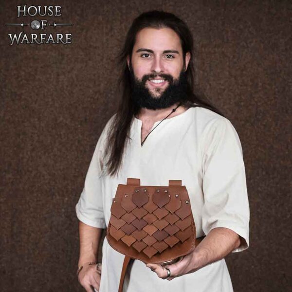 Leather Dragon Scale Belt Bag - Brown