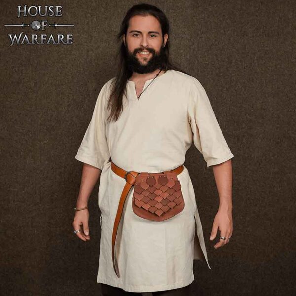 Leather Dragon Scale Belt Bag - Brown