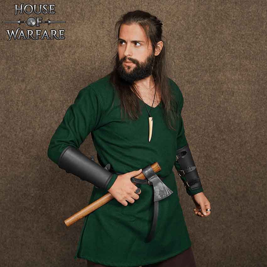 Handcrafted Medieval Leather Bracers - Black