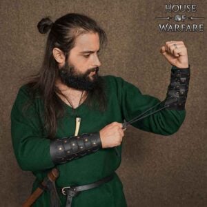 Studded Braided Medieval Leather Bracers