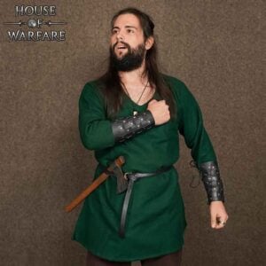 Studded Braided Medieval Leather Bracers