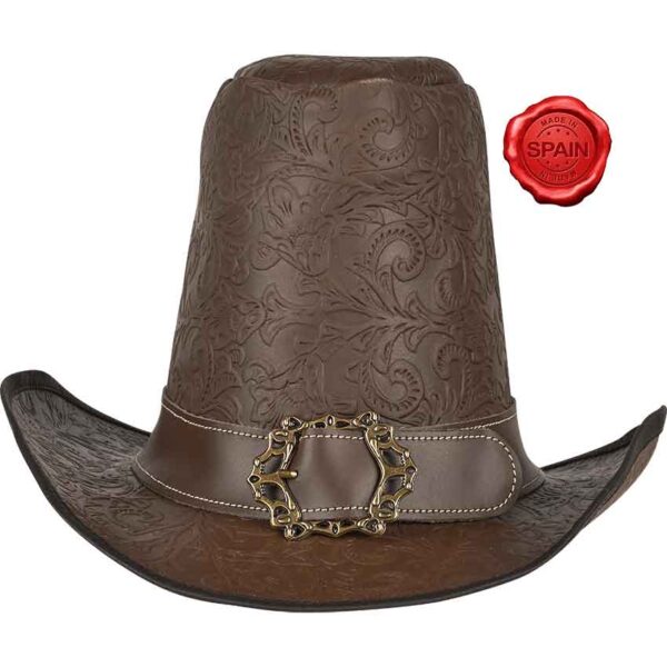 The Dark Witcher Embossed Leather Hat - Brown