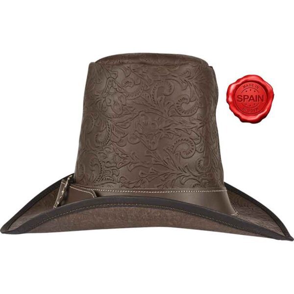 The Dark Witcher Embossed Leather Hat - Brown