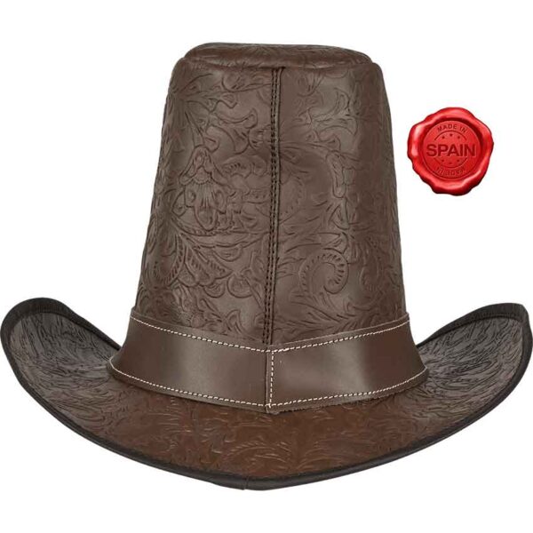 The Dark Witcher Embossed Leather Hat - Brown