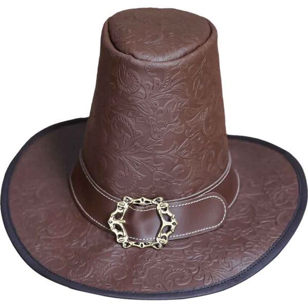 The Dark Witcher Embossed Leather Hat - Brown