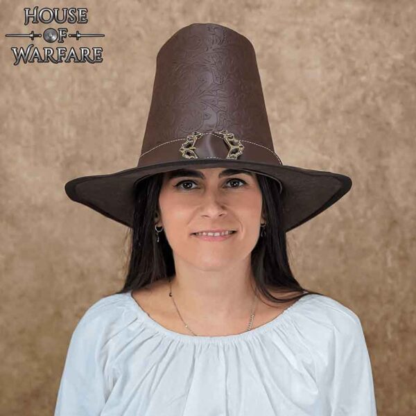 The Dark Witcher Embossed Leather Hat - Brown