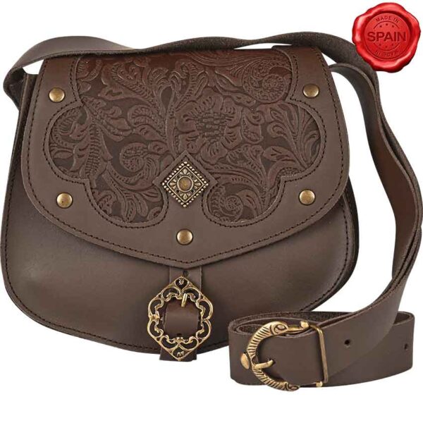 Medieval Fantasy Ranger Leather Shoulder Bag - Brown