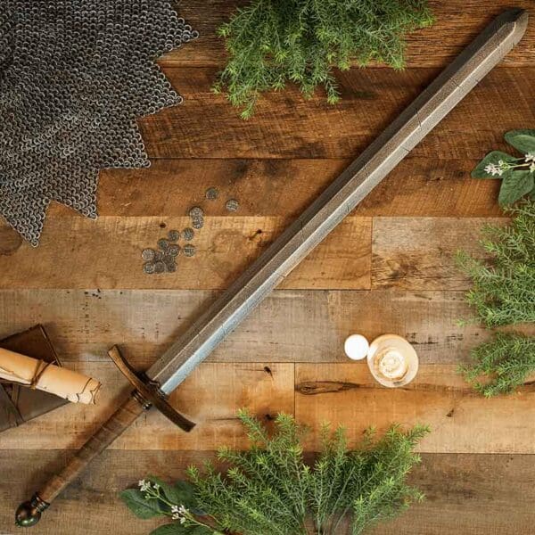 Knights LARP Long Sword with Leather Grip - Notched