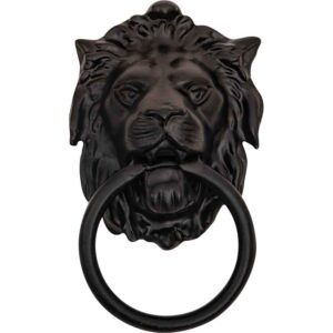 Medieval Lion Iron Door Knocker - Black