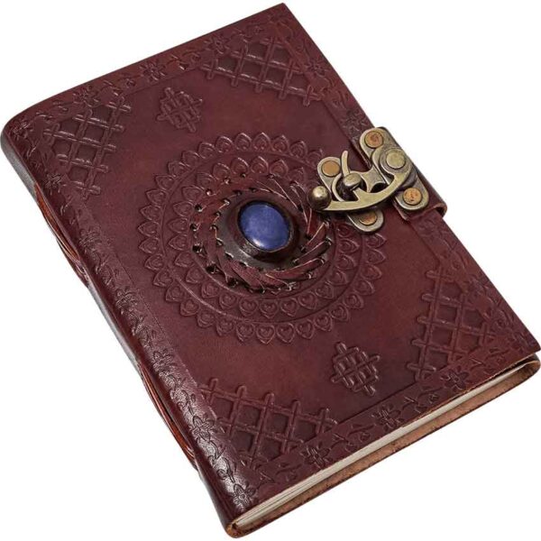 Embossed Leather Journal with Blue Stone