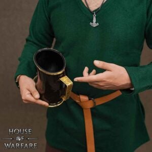 Viking Horn Tankard with Brass Rim