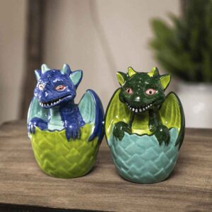 Set Saliera E Pepe In Ceramica A Forma Di Cavaliere E Drago, Dipinto A Mano, Magnetico, 16,5 Cm, Regalo - 2