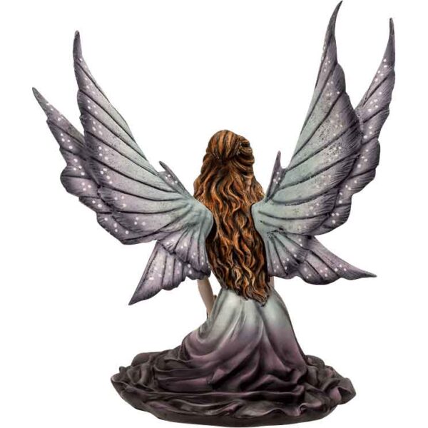 Playful Purple Fairy with Leaf Statue