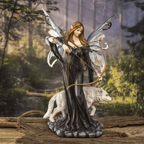 Archer Fairy with Wolf Statue
