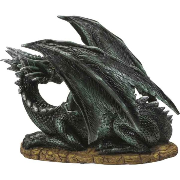 Resting Dark Green Dragon Statue