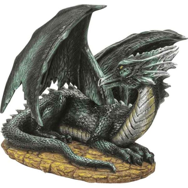 Resting Dark Green Dragon Statue
