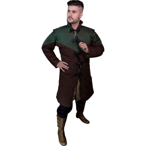 Uther Long Sleeve Gambeson - Brown with Green