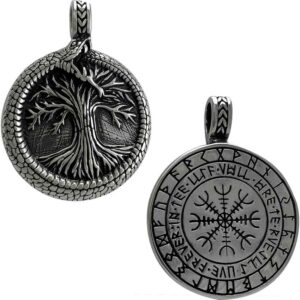 Norse World Tree and Helm of Awe Pendant